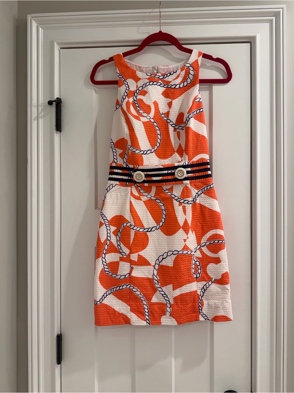 Lilly Pulitzer Kirkland Dress Tango Orange Nautical Keyhole Dress size 00